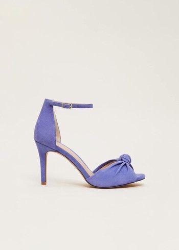 Phase Eight Blue Suede Open Toe Heels Blue Canada | WVDSNR-326